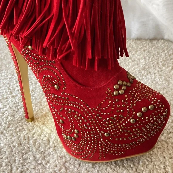 Stiletto Boots Alba Sexy Bling Heels 🔥 Sz 6.5 NWOT EXCELLENT CONDITION - Picture 3 of 7